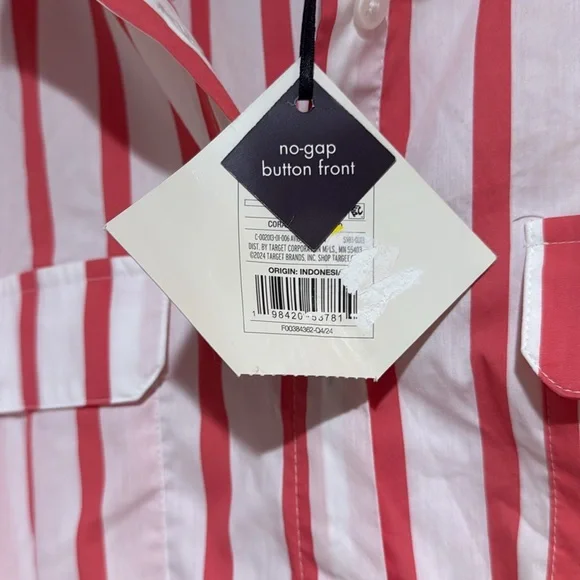 Ava & Viv Red and White Striped Button-Up - Picture 2 of 5
